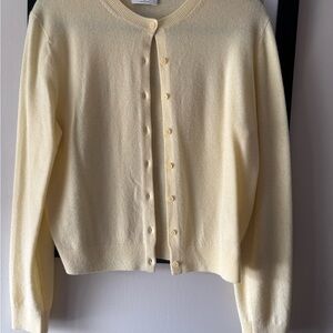 Aritzia Soft Pale Yellow Cashmere Button -Front Cardigan